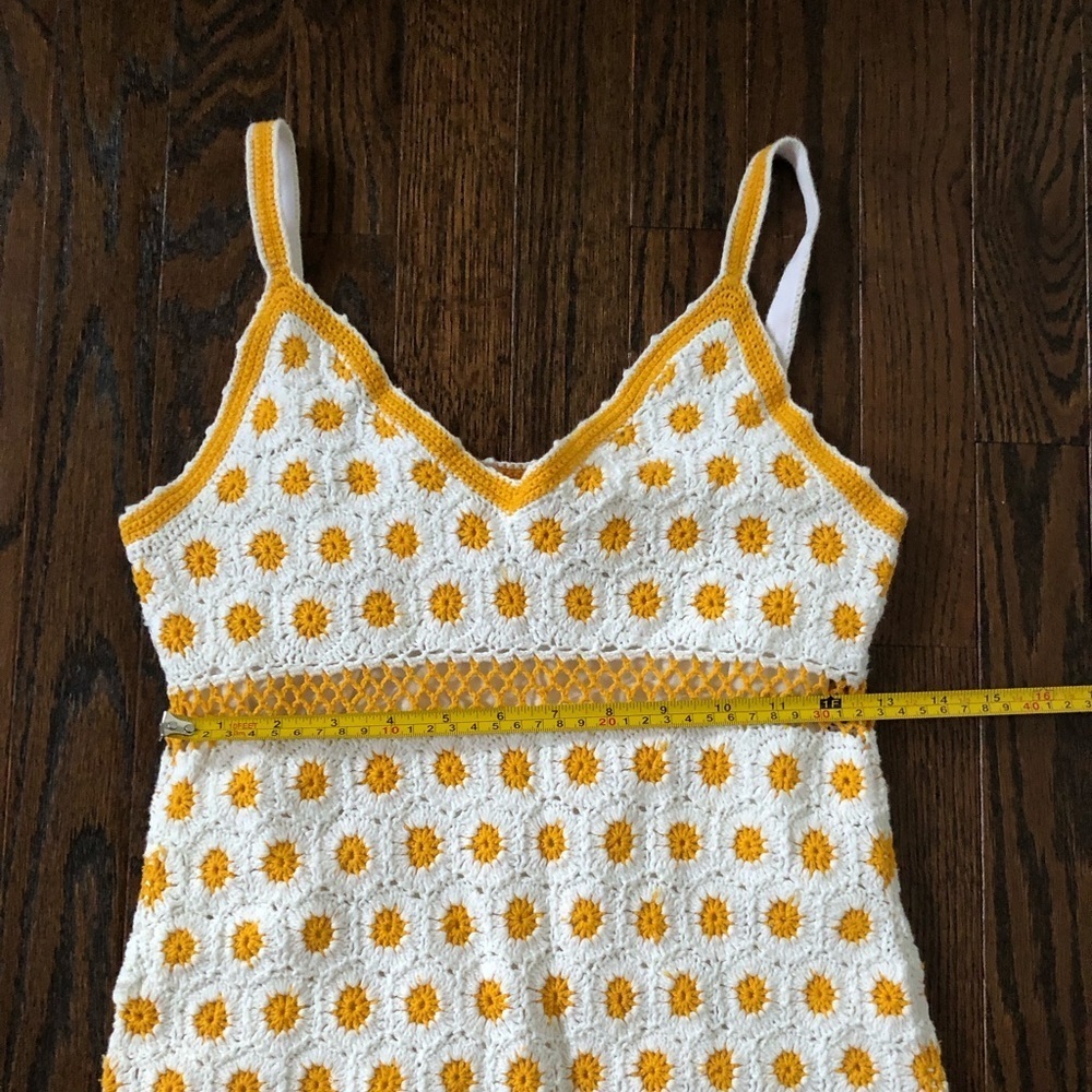 Tory Burch Women’s XS Yellow/White Daisy Crocheted Cotton Midi Dress - EUC! - Picture 8 of 12